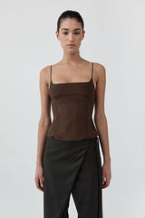 Stretch Silk Cami - Cedar