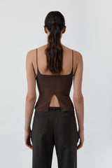 Stretch Silk Cami - Cedar