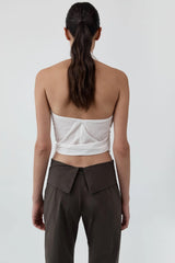 Pinstripe Halter Wrap Top - White - BLVD
