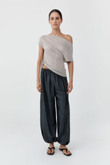 Silk Adjustable Balloon Pants - Washed Black