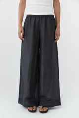 Woven Check Relaxed Pants - Iron Glaze