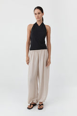 Silk Adjustable Balloon Pants - Soft Ash