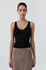 Baby Wool Scoop Cami - Black