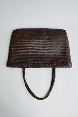 Wide Bagu Woven Tote - Chocolate