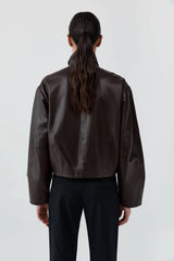 Cocoon Zip Leather Jacket - Chocolate