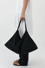 Suede Woven Hobo Bag - Washed Black