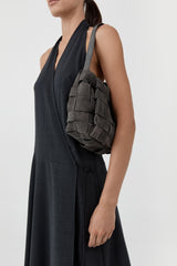 Suede Woven Envelope Mini Tote - Steel