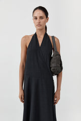 Suede Woven Envelope Mini Tote - Steel