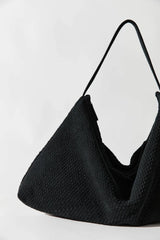 Suede Woven Hobo Bag - Washed Black