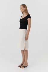 Deep V Knit Tee - Black