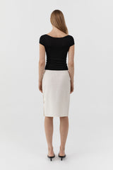 Deep V Knit Tee - Black
