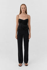 Silk Wool Jacquard Cami - Black