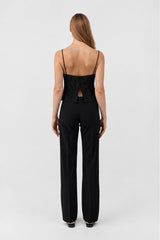 Silk Wool Jacquard Cami - Black
