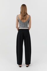 Layered Waist Balloon Pants - Black - BLVD