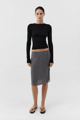 Superfine Merino Wool Long Sleeve Top - Black
