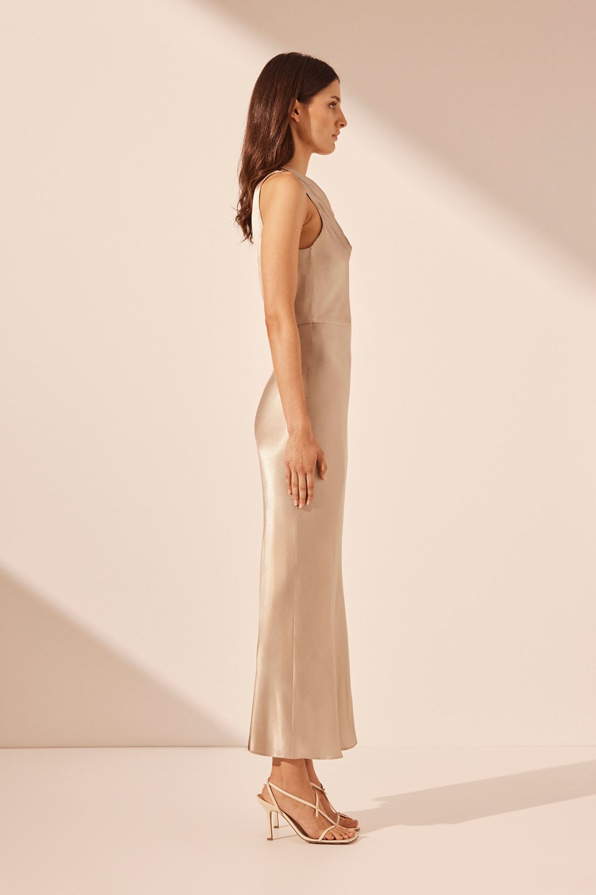 La Lune High Neck Bias Midi Dress
