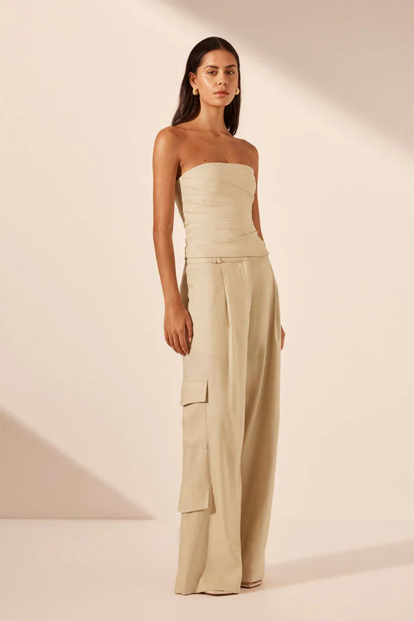Kasbah Strapless Draped Bodice - Beige
