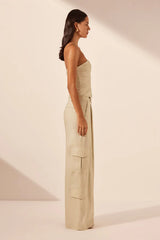 Kasbah Strapless Draped Bodice - Beige