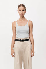 Organic Cotton Slim Scoop Tank - Silver