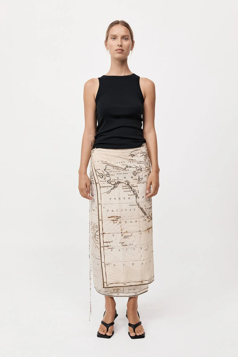Silk Wrap Tie Skirt - Atlas