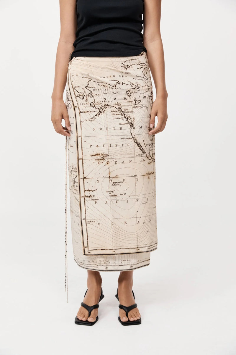 Silk Wrap Tie Skirt - Atlas