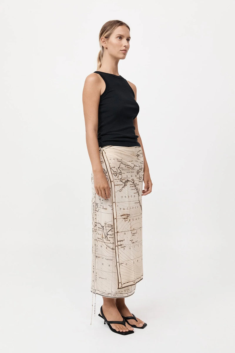 Silk Wrap Tie Skirt - Atlas