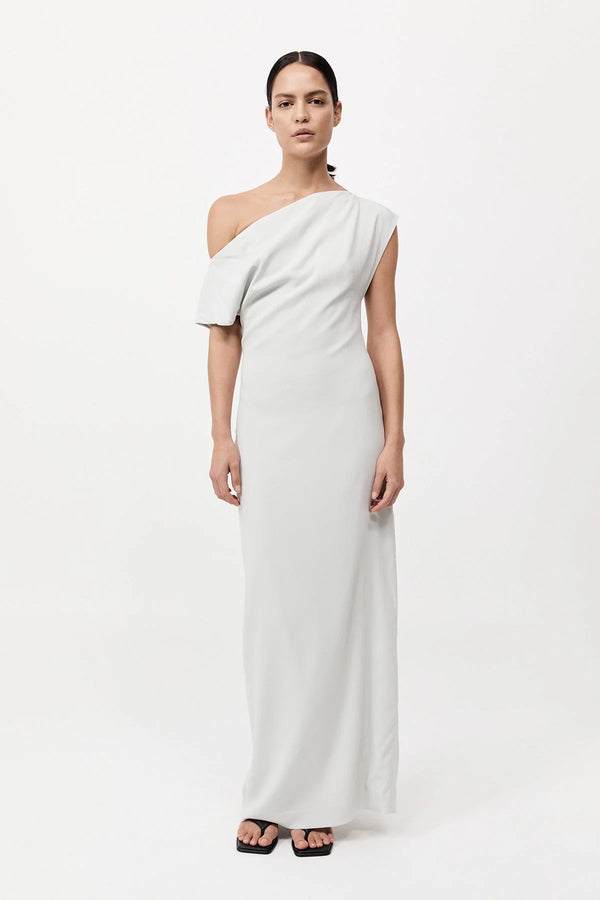 Asymmetric Off Shoulder Dress - Silver