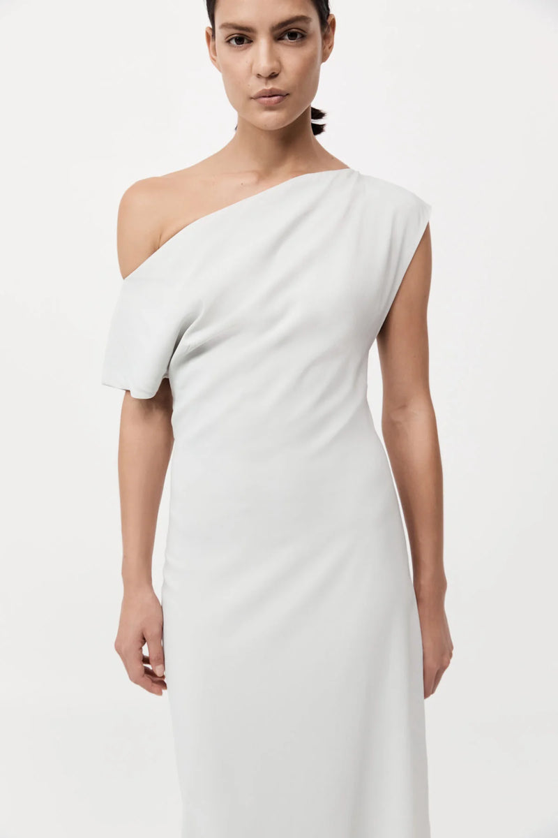 Asymmetric Off Shoulder Dress - Silver