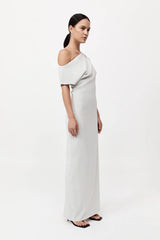 Asymmetric Off Shoulder Dress - Silver