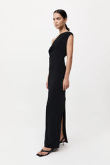 Asymmetric Off Shoulder Dress - Black