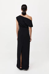 Asymmetric Off Shoulder Dress - Black