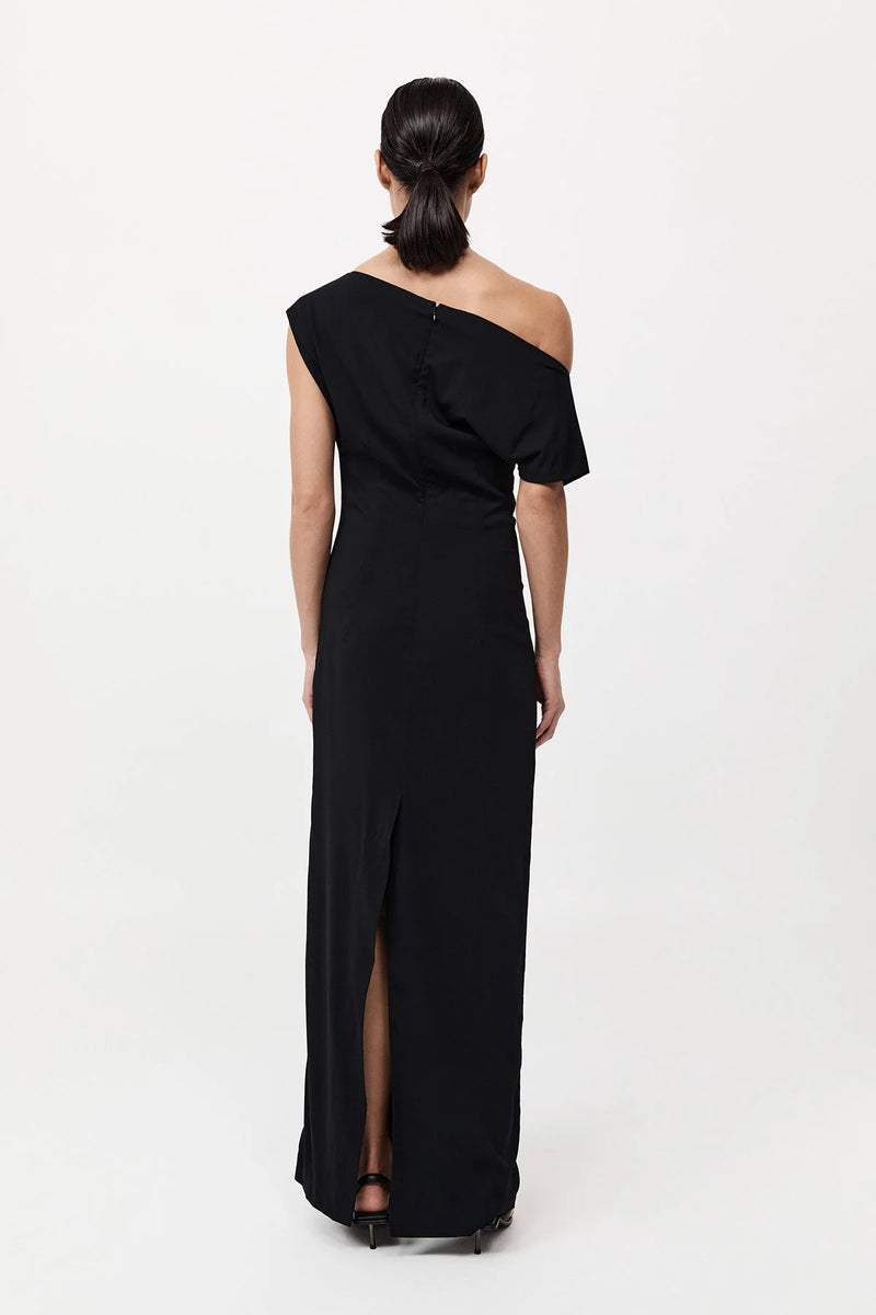 Asymmetric Off Shoulder Dress - Black
