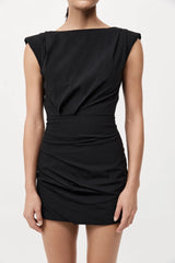 Bateau Tuck Mini Dress - Black