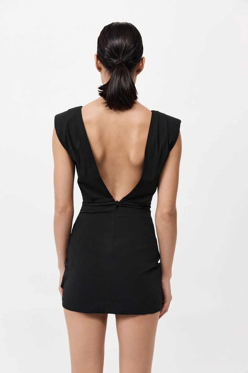 Bateau Tuck Mini Dress - Black