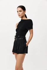 Asymmetric Knit Top - Black