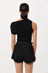 Asymmetric Knit Top - Black