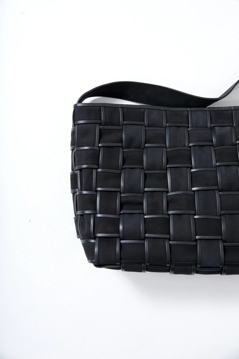 Border Woven Large Tote - Black