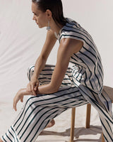 Cannes Silk Pant - Forest Stripe
