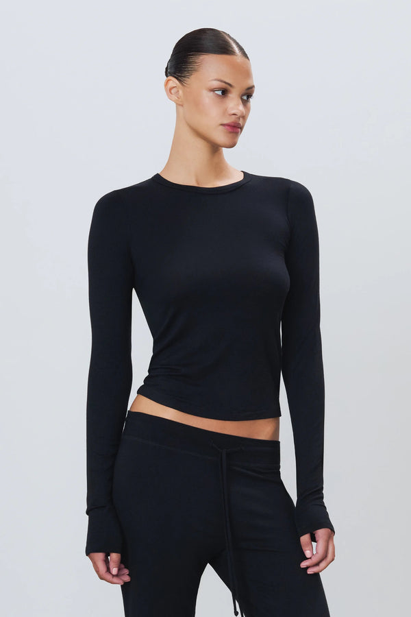 Modal Crewneck Long Sleeve - Black