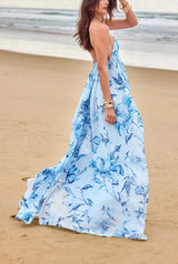 Strapless Flared Dress - Blue