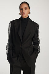 Case Ruffled Jacket - Black - BLVD