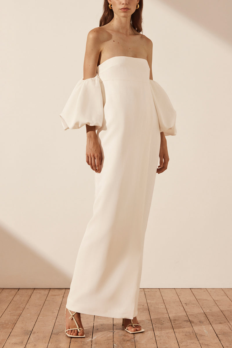 Puff Sleeve Column Maxi Dress - Ivory Puff Sleeve Column Maxi Dress - Ivory