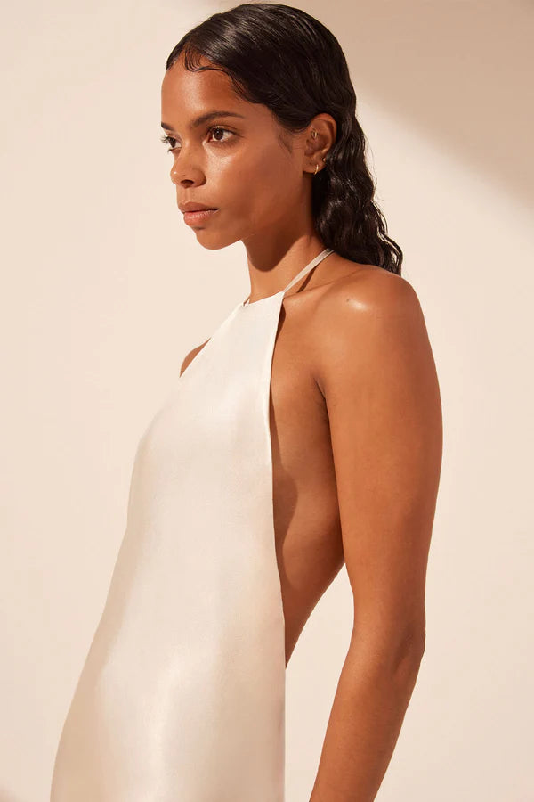 La Lune Low Bk Halter Neck Midi Dress