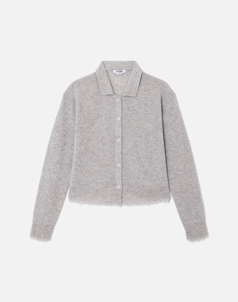 The Loose Polo Cardigan - Grey