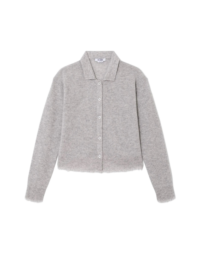 The Loose Polo Cardigan - Grey