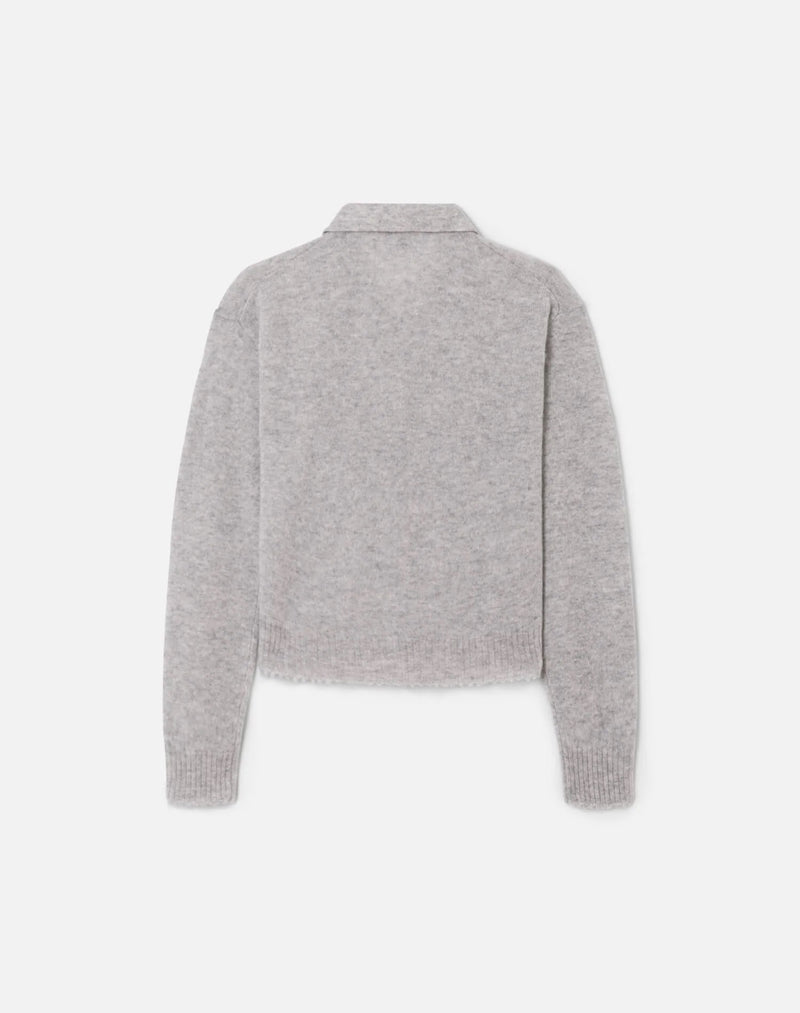 The Loose Polo Cardigan - Grey