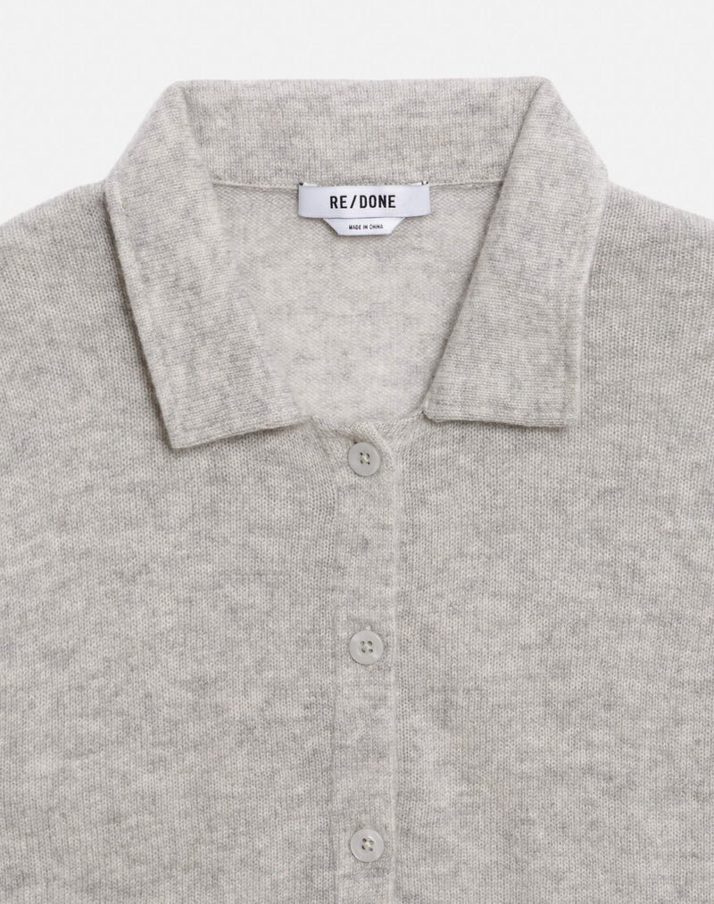 The Loose Polo Cardigan - Grey