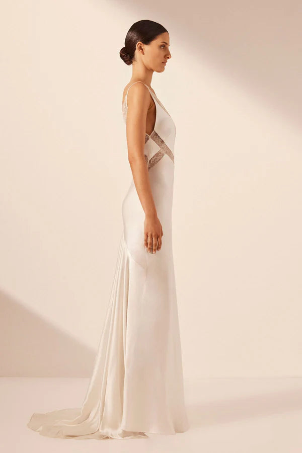 Cumulus Silk/Lace Dress - Ivory  BLVD