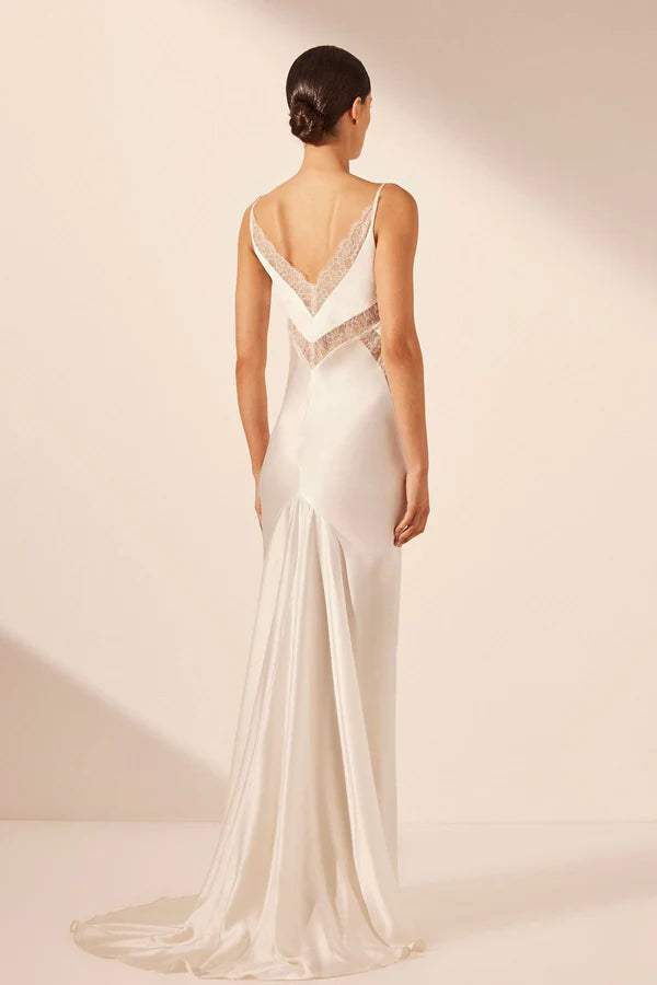 silk lace dress Phan Huy Black SHEER WITH CUT-OUT TOP sweetheart neckline Cumulus Silk/Lace Dress - Ivory