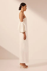 Puff Sleeve Column Maxi Dress - Ivory